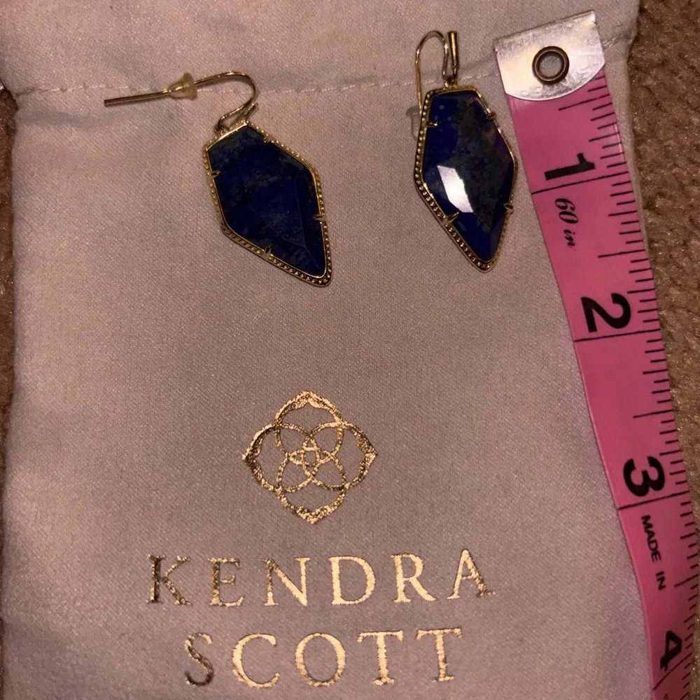 Kendra Scott Alex Gold Lapis Drop Earrings – Blue Stone - Picture 3 of 4